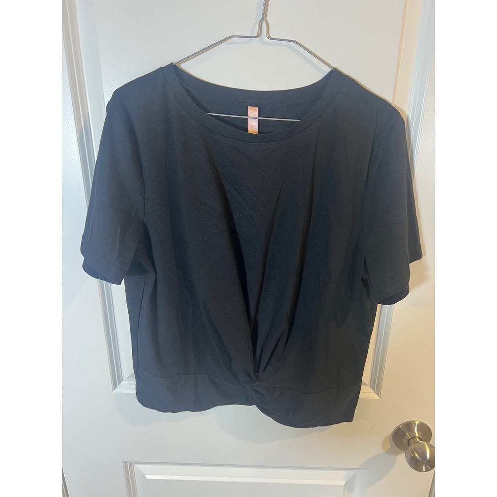 Jinkesi Womens Short‎ Sleeve Twist Front Detail Top Black Size L